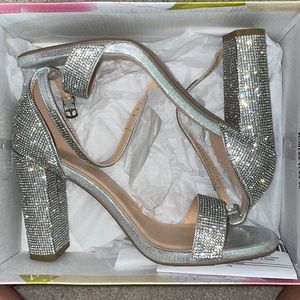 sparkly silver heels